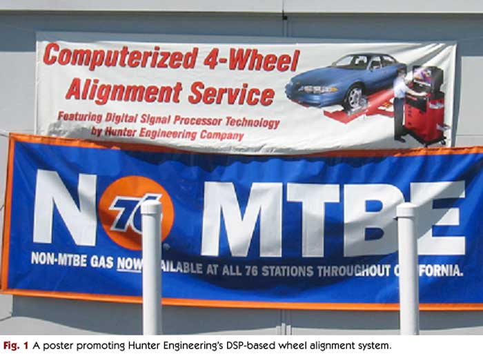 Figure 1 - A poster promoting Hunter Engineering's DSP-based wheel alignment system.