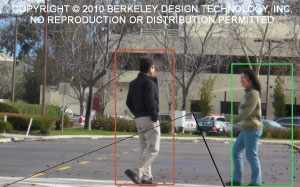 This software detects pedestrians in a crosswalk